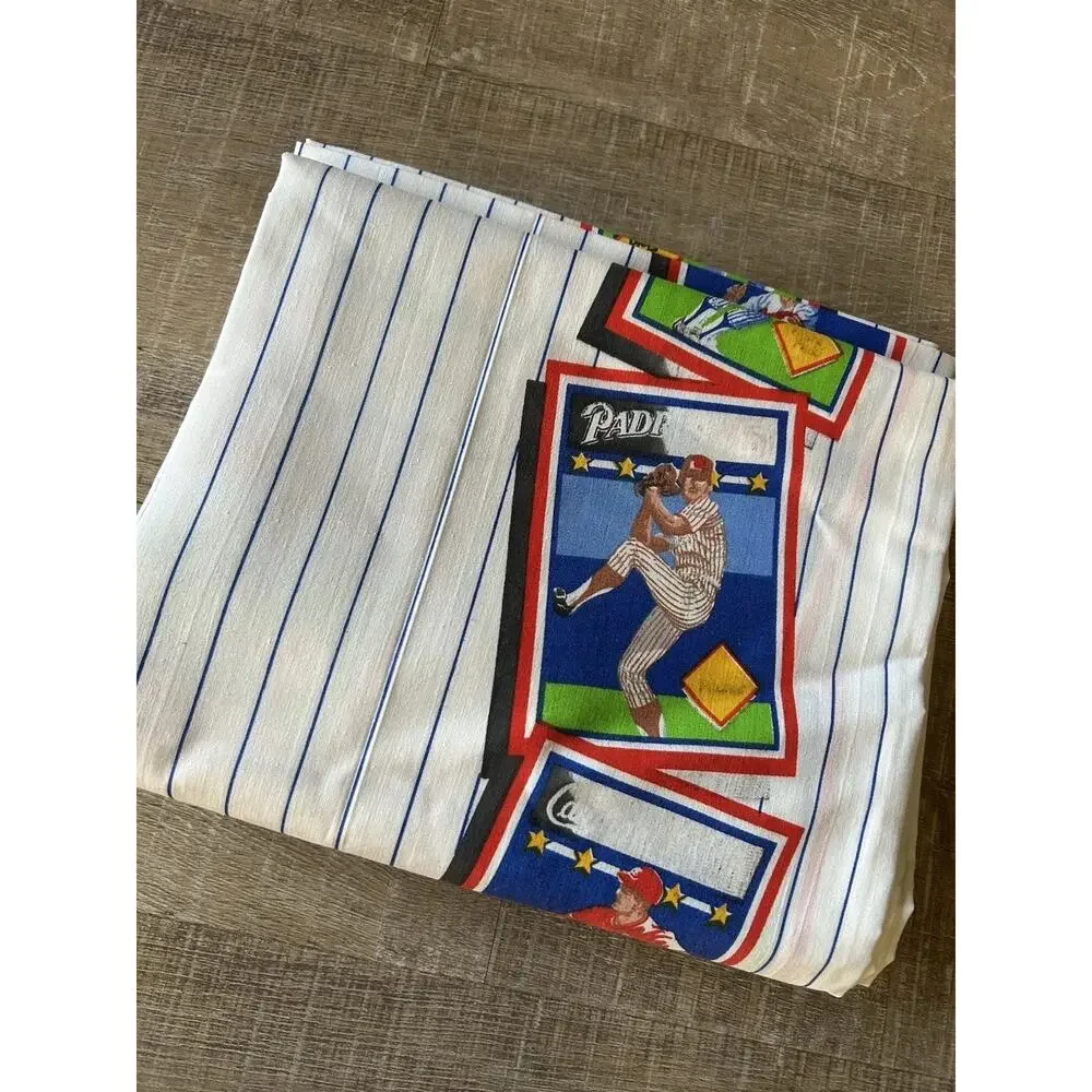 Vintage Baseball Twin Flat Sheet 80s MLB Expos Red Sox NOS USA Sports Bedding